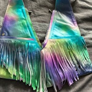 Aurora borealis sash bag full extra expandable Fringe Crossbody Bag